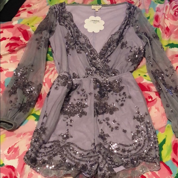 Tea & Cup Pants - New with tags lilac long sleeve romper. Size small